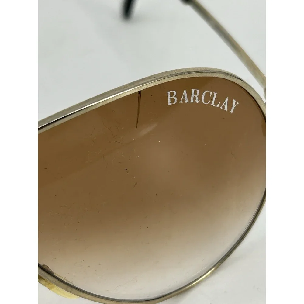 Vintage Folding Aviator Sunglasses W/ Brown Gradient & Case Barclay READ